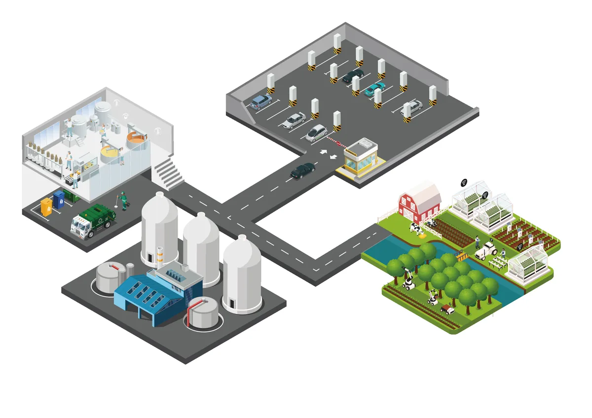 Rete di sensori IoT su impianti urbani e industriali